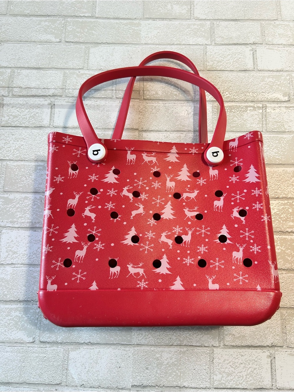 BOGG Red Holiday Sweater Print Tote Bag- small